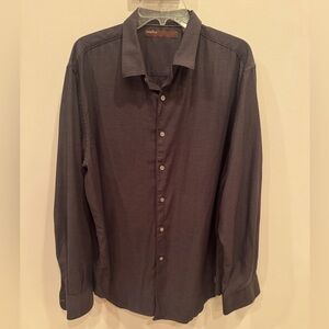 Perry Ellis Button Shirt/XXL/100% Cotton/Dk Gray w/Black/Business Casual/EUC